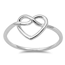 Women's Heart Infinity Knot Classic Ring New 925 Sterling Silver Band Size 8